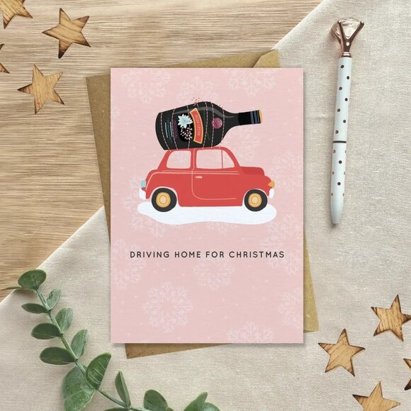 ($6) Driving Home Christmas Card - Irish Cream - Picture 1 of 2